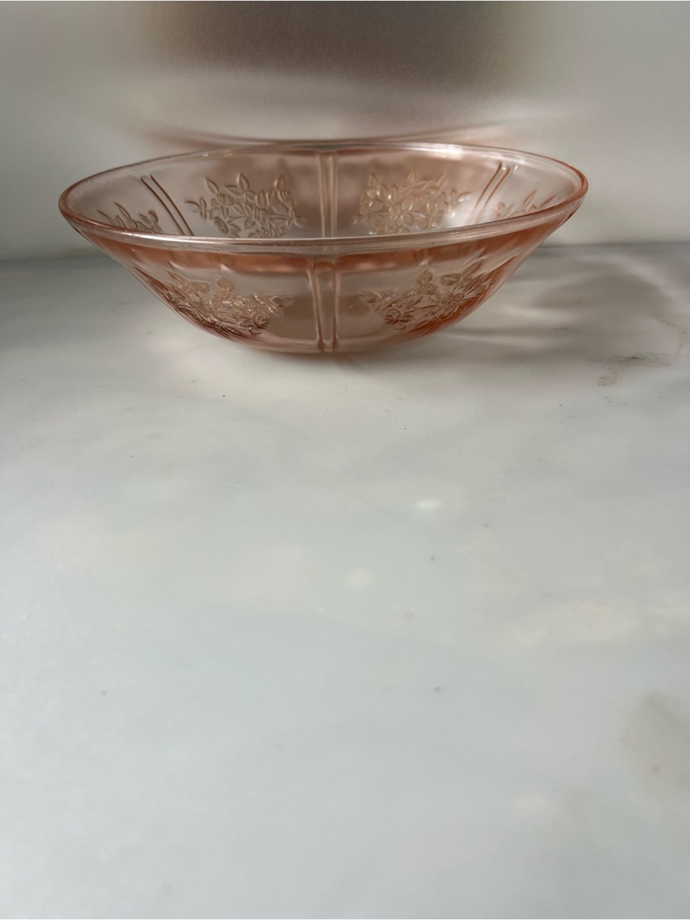 Vintage Pink Glass Serving Bowl - Elegant Floral Design